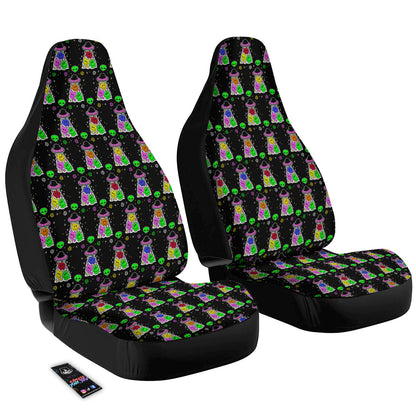 Alien Car Seat Covers Alien With UFO Pattern Seat Covers Colorful