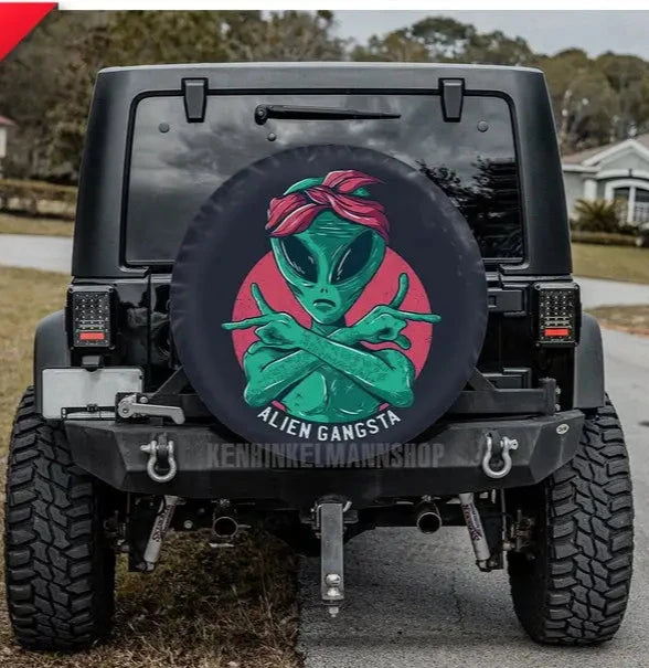 Alien Spare Tire Cover Cool Alien Gangsta Graphic Tire Covers Black Green