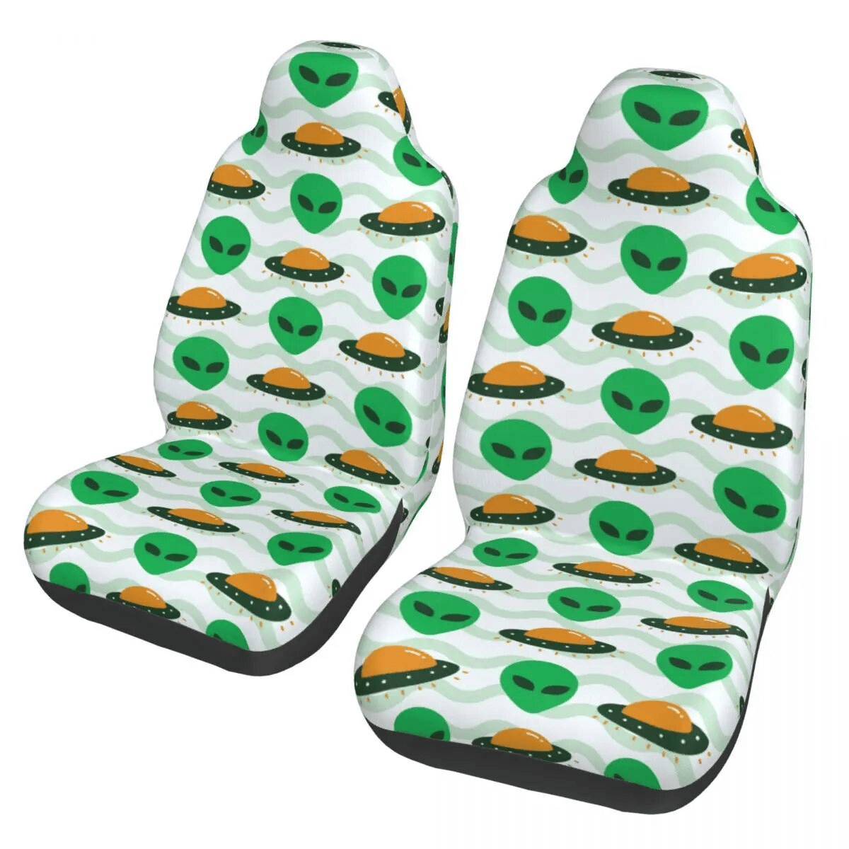 UFO Car Seat Covers UFO And Alien Pattern Seat Covers Green White