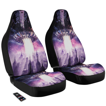 UFO Car Seat Covers UFO Of Alien Invasion Graphic Seat Covers Purple