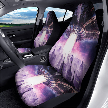 UFO Car Seat Covers UFO Of Alien Invasion Graphic Seat Covers Purple