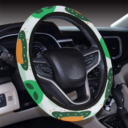 UFO Steering Wheel Cover Alien And UFO Graphic Driving Wheel Cover White Green