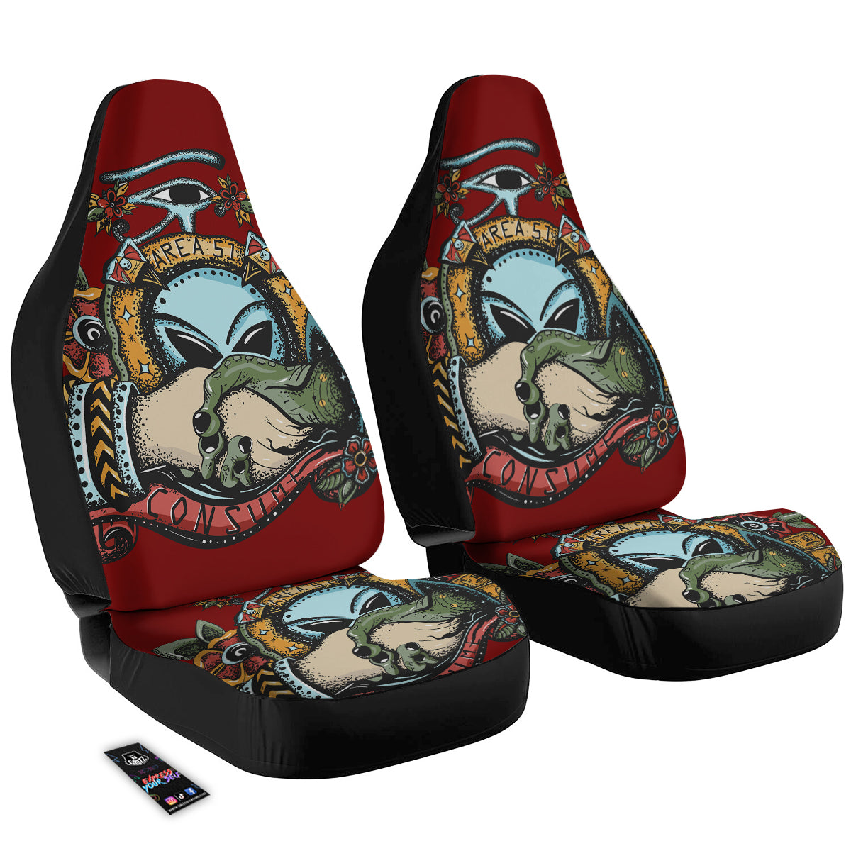 Alien Car Seat Covers Alien And Human Area 51 Consume Seat Covers Colorful