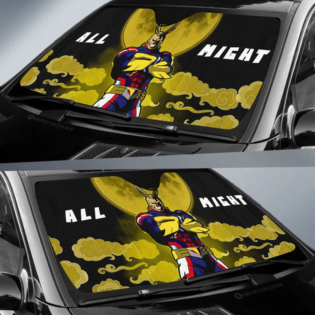 My Hero Academia Car Sun Shade All Might Cloud And Moon Pattern Winshield Sun Shade Black Yellow