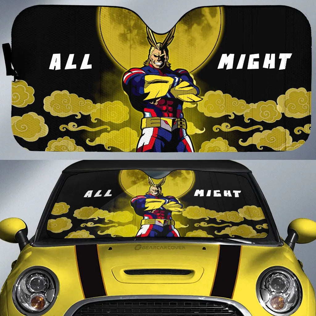 My Hero Academia Car Sun Shade All Might Cloud And Moon Pattern Winshield Sun Shade Black Yellow