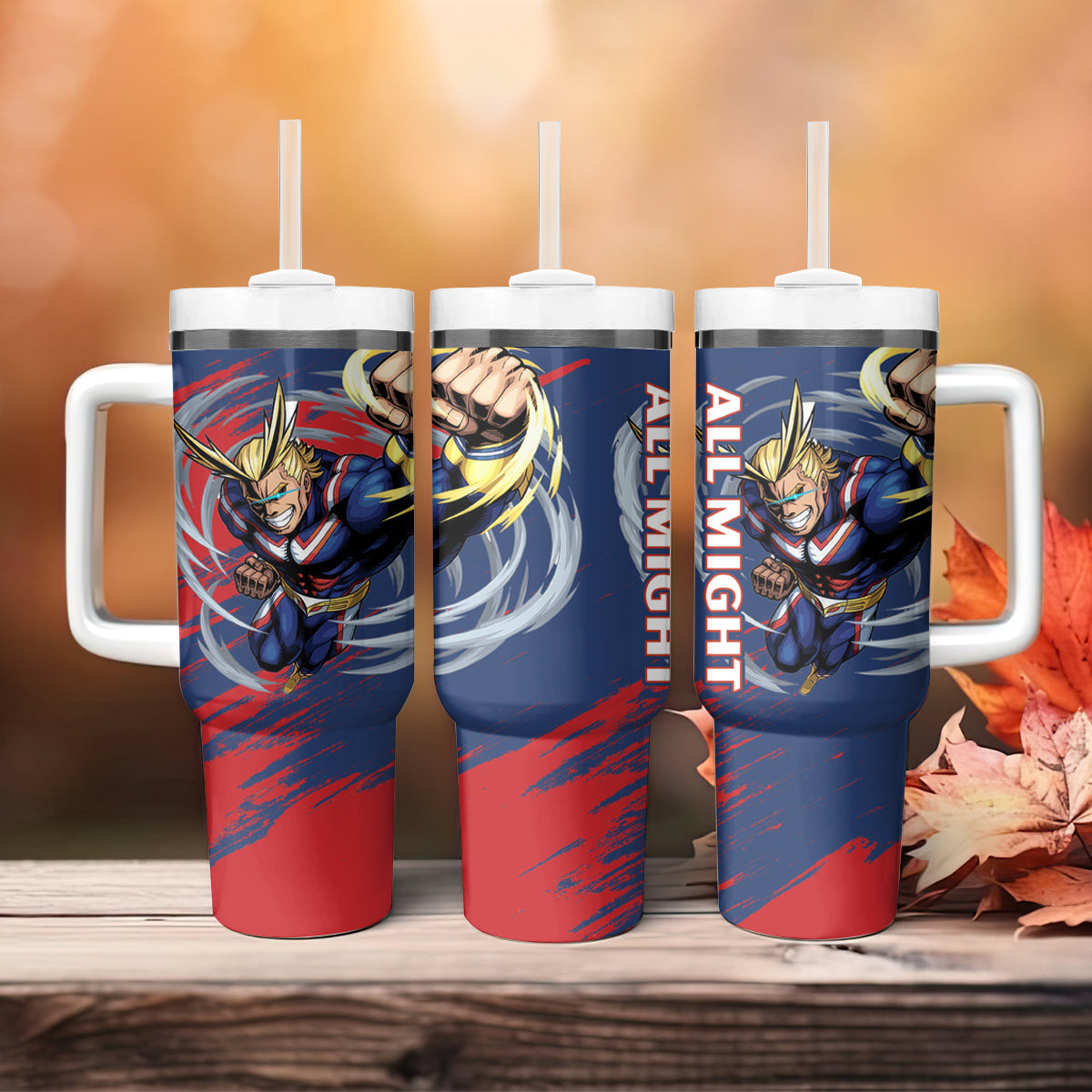 My Hero Academia 40 Oz Tumbler My Hero Academia All Might Fighting Tumbler 40 Oz Blue Red