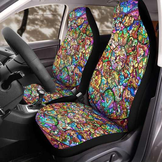DN Car Seat Covers DN Characters Stained Glass Pattern Seat Covers Colorful