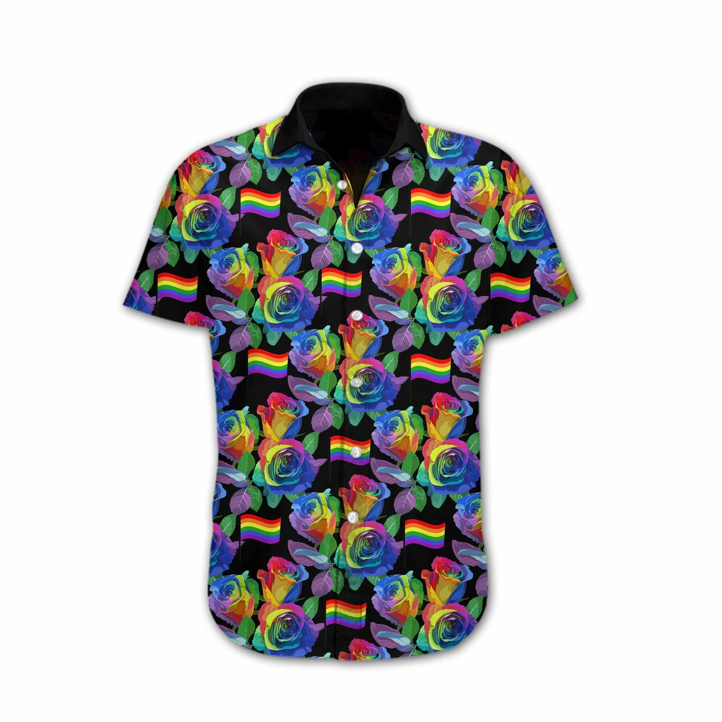 LGBT Hawaii Shirt Flag Of LGBT Rose Pattern Hawaiian Shirt Colorful Unisex