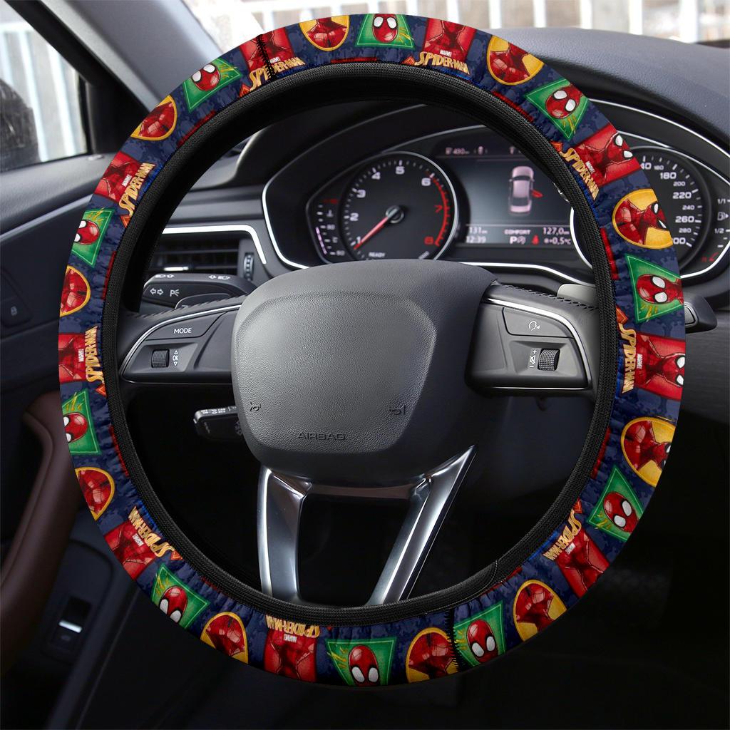 Spiderman Steering Wheel Cover Amazing Spider Man Head Pattern Driving Wheel Cover Red