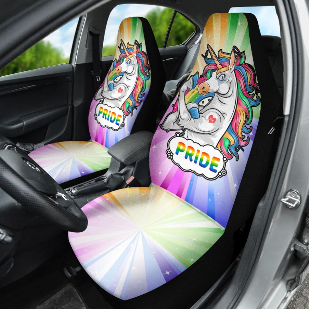 LGBT Car Seat Covers Strong LGBT Unicorn Pride Graphic Seat Covers Colorful