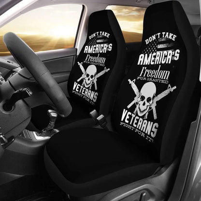 Veteran Car Seat Covers Don't Take America’s Freedom For Granted Seat Covers Black White