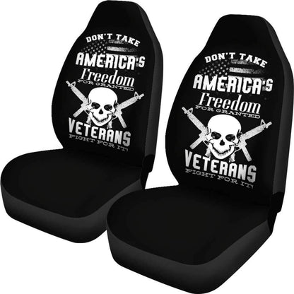 Veteran Car Seat Covers Don't Take America’s Freedom For Granted Seat Covers Black White