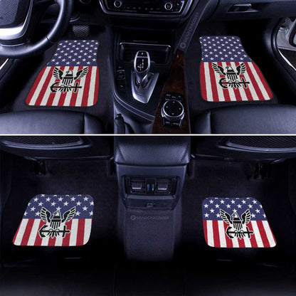 Veteran Car Mats American Flag Military Navy Detail Pattern Car Floor Mats Red Blue