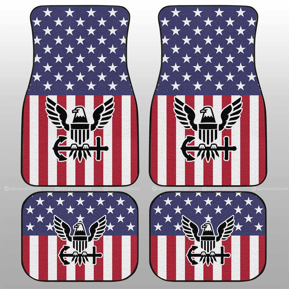 Veteran Car Mats American Flag Military Navy Detail Pattern Car Floor Mats Red Blue