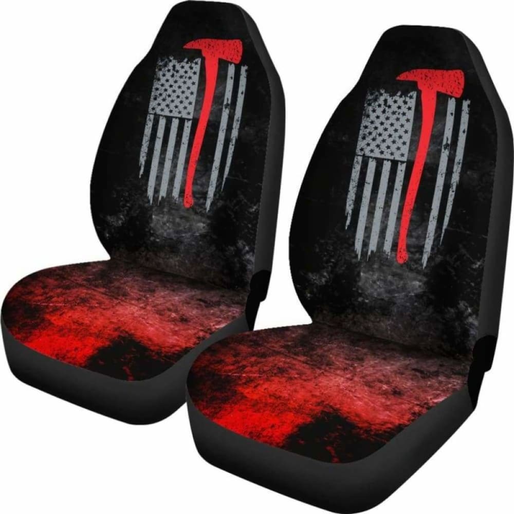 Firefighter Car Seat Covers American Flag Axe Pattern Seat Covers Black