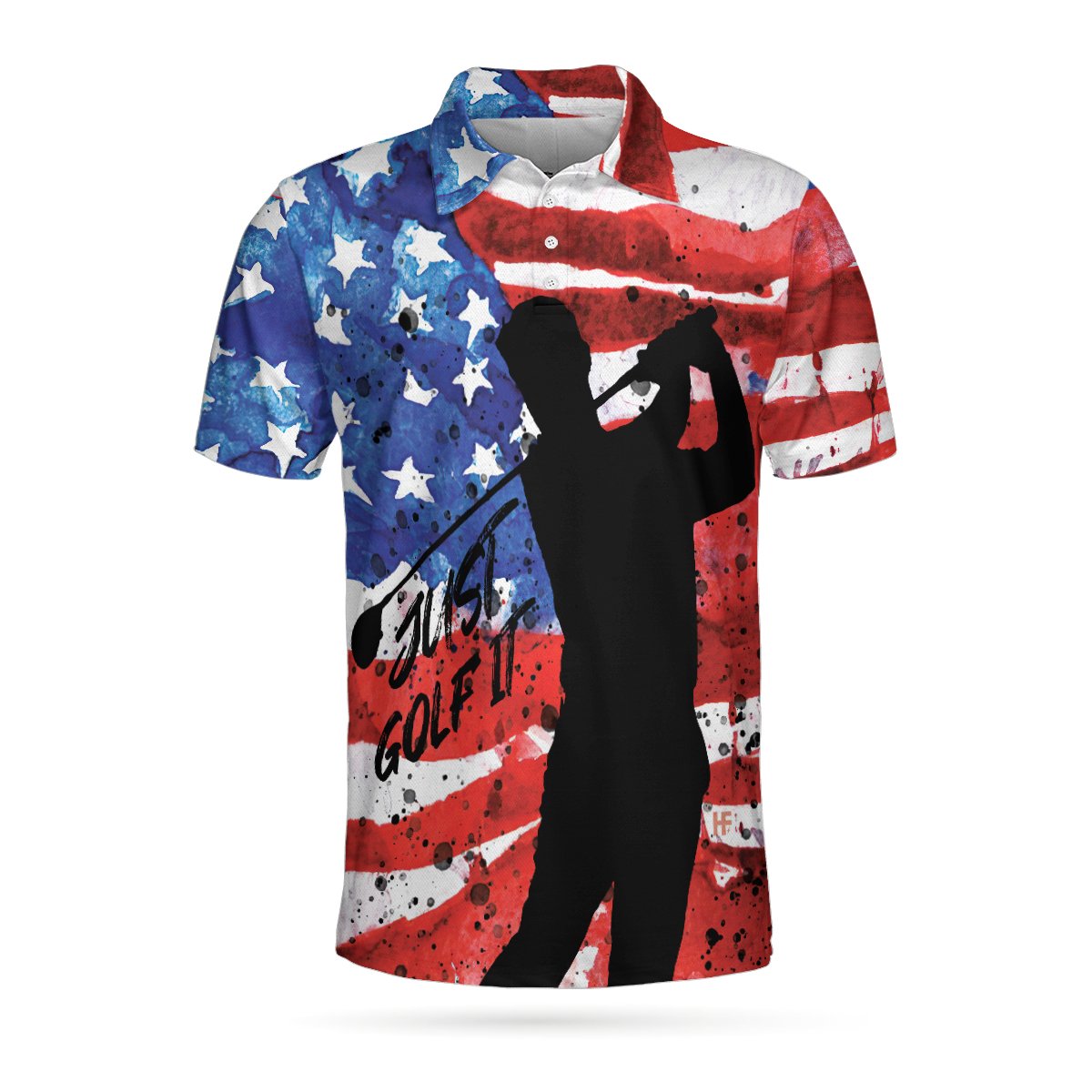 Golf Polo Shirt Just Golf It American Flag Golf Shirts Blue Red For Men