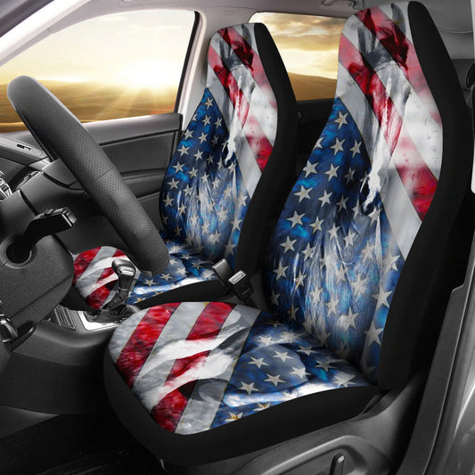 Horse Car Seat Covers American Flag Horse Graphic Seat Covers Blue Red