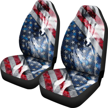 Horse Car Seat Covers American Flag Horse Graphic Seat Covers Blue Red