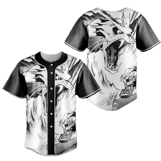 PKM Baseball Jersey Angry PKM Comic Style Jersey Shirt Black White Unisex