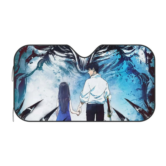 Jujutsu Kaisen Car Sun Shade Jujutsu Kaisen Rika And Yuuta Winshield Sun Shade Black Blue