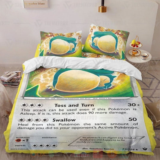 PKM Bedding Set PKM Card Snorlax Cosplay Duvet Covers White Unique Gift