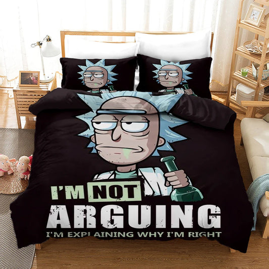 Rick And Morty Bedding Set I'm Explaining Why I'm Right Rick Sanchez Duvet Covers Black Unique Gift