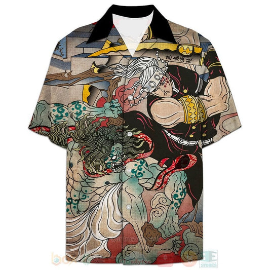 Demon Slayer Hawaii Shirt Tengen Fights Gyutaro Japanese Style Hawaiian Shirt Colorful Unisex