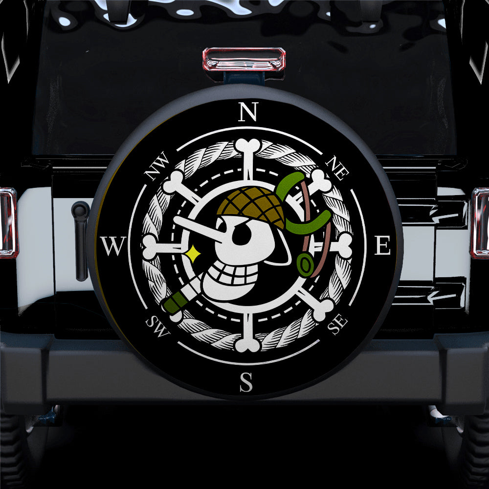 One Piece Spare Tire Cover One Piece Usopp Compass Graphic Tire Covers Black White
