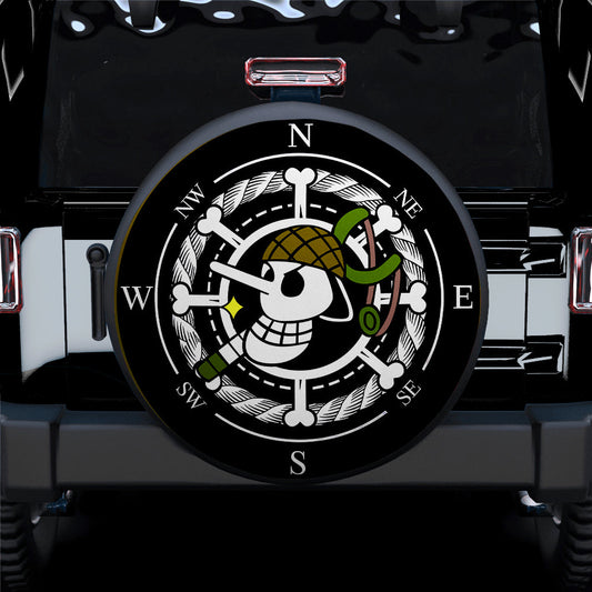 One Piece Spare Tire Cover One Piece Usopp Compass Graphic Tire Covers Black White