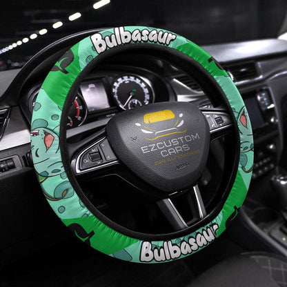 PKM Steering Wheel Cover PKM Bulbasaur Name And Graphic Driving Wheel Cover Green