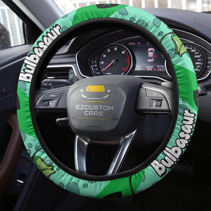 PKM Steering Wheel Cover PKM Bulbasaur Name And Graphic Driving Wheel Cover Green