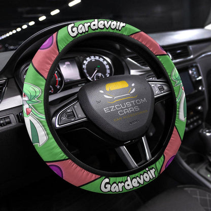 PKM Steering Wheel Cover PKM Gardevoir Name And Graphic Driving Wheel Cover Pink Green