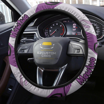 PKM Steering Wheel Cover PKM Mewtwo Name And Graphic Driving Wheel Cover Purple