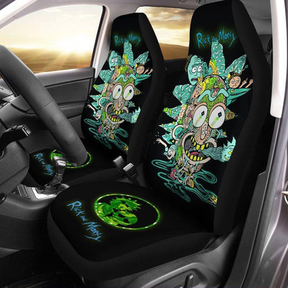 Rick And Moty Car Seat Covers Rick Head Doodle Pattern Seat Covers Black Blue