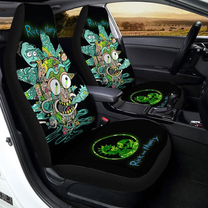 Rick And Moty Car Seat Covers Rick Head Doodle Pattern Seat Covers Black Blue