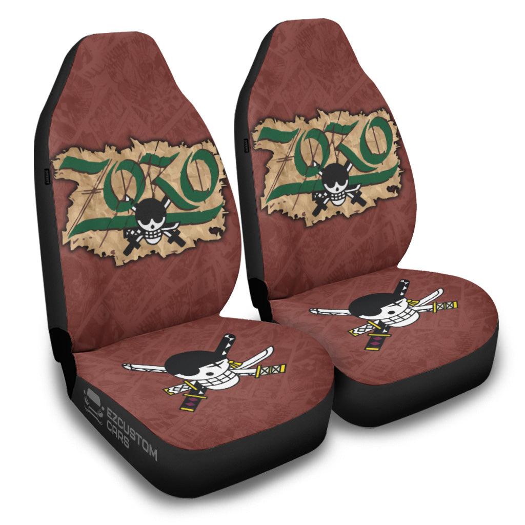 One Piece Car Seat Covers Roronoa Zoro Name And Symbol Seat Covers Red