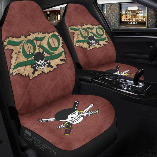 One Piece Car Seat Covers Roronoa Zoro Name And Symbol Seat Covers Red