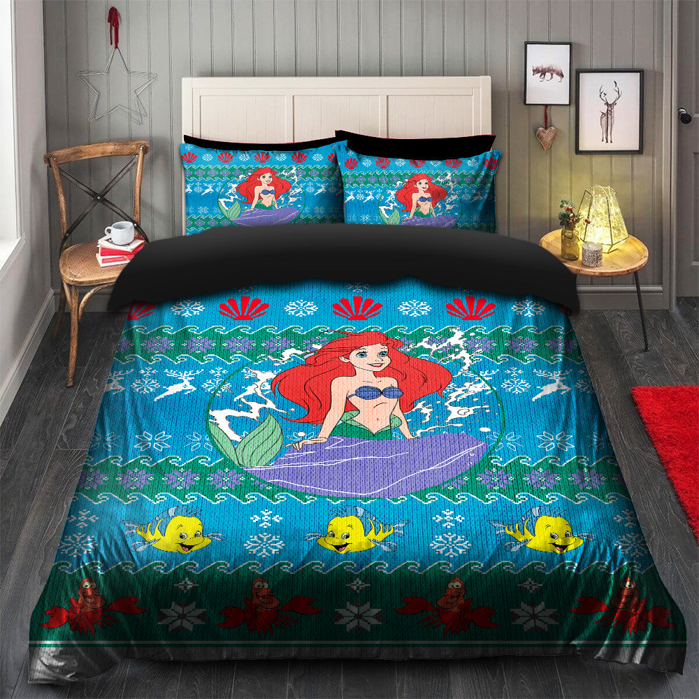 Ariel Little Mermaid Christmas Bedding Set