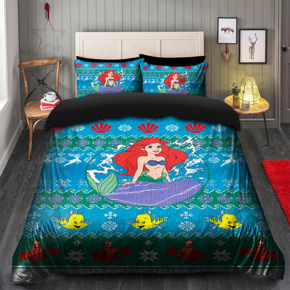 Ariel Little Mermaid Christmas Bedding Set