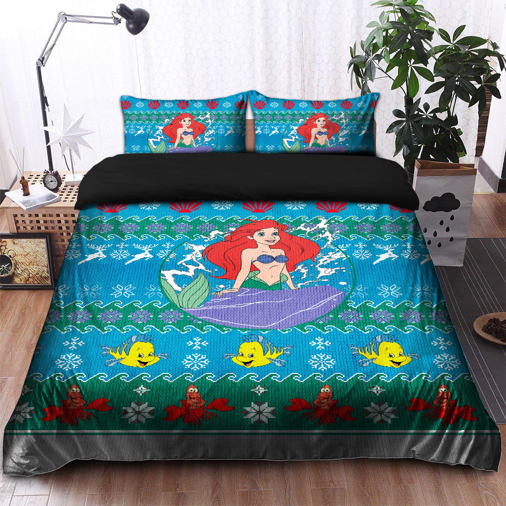 Ariel Little Mermaid Christmas Bedding Set