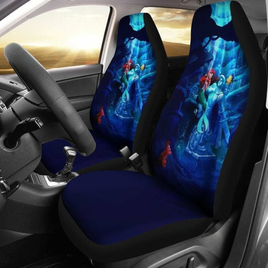 Little Mermaid Car Seat Covers DN Ariel And Flounder Under The Sea Seat Covers Blue