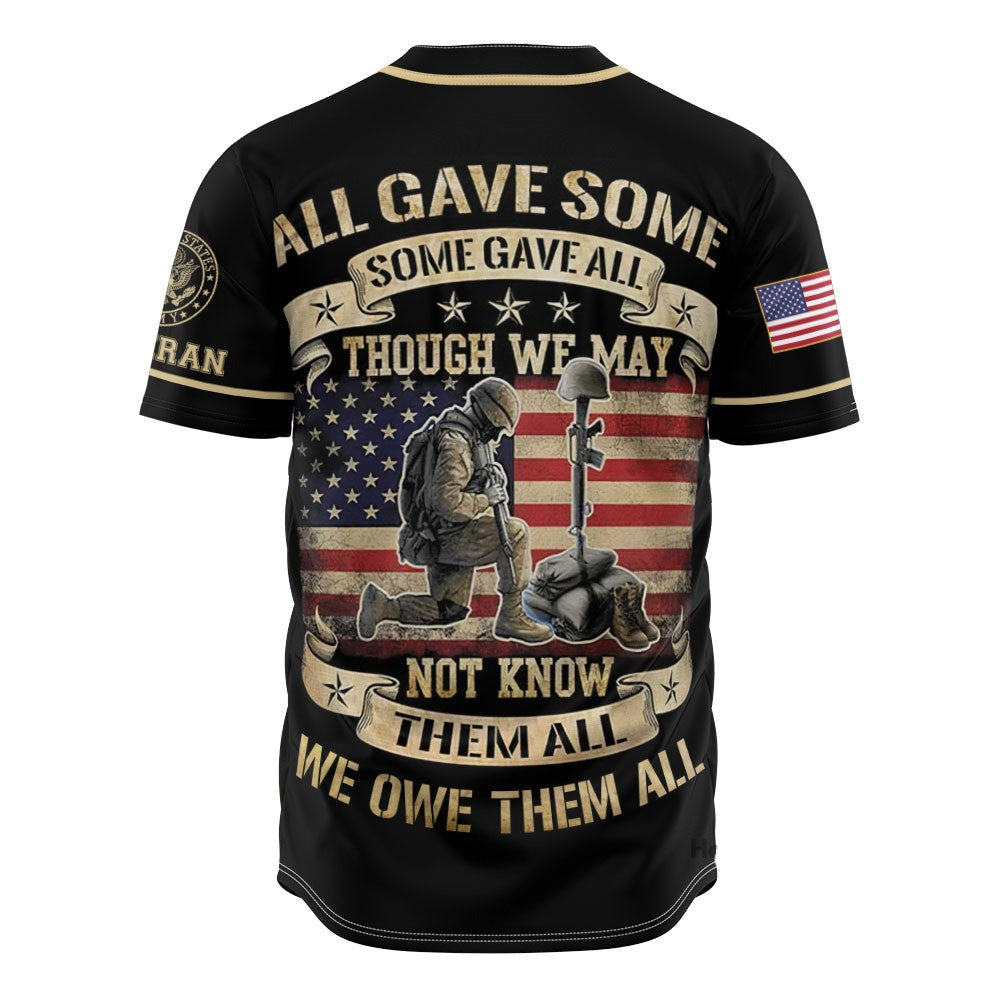 Veteran Baseball Jersey All Gave Some Veteran Army Jersey Shirt Black Unisex Adult New Release