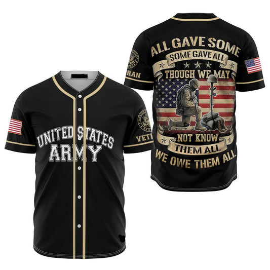 Veteran Baseball Jersey All Gave Some Veteran Army Jersey Shirt Black Unisex Adult New Release