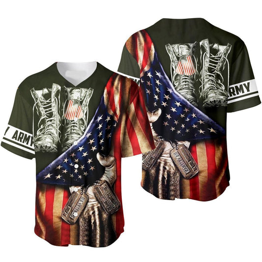 Veteran Baseball Jersey American Flag Dog Tags Veteran Army Jersey Shirt Colorful Unisex Adult New Release