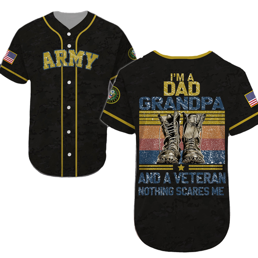 Veteran Baseball Jersey Nothing Scares Me Veteran Army Jersey Shirt Colorful Unisex Adult New Release