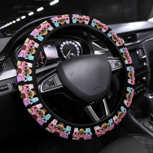 PKM Steering Wheel Cover Chibi Cupcake Arquivos Eeveelution Pattern Driving Wheel Cover Colorful