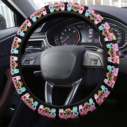 PKM Steering Wheel Cover Chibi Cupcake Arquivos Eeveelution Pattern Driving Wheel Cover Colorful