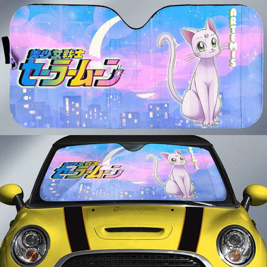 Sailor Moon Car Sun Shade Artemis Sailor Moon Cat Winshield Sun Shade Purple White