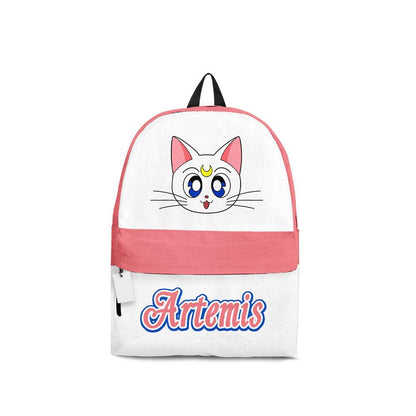 Sailor Moon Backpack Artemis Cat Character Details Pattern Backpacks Pink White