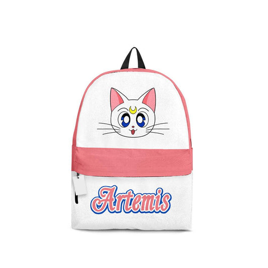 Sailor Moon Backpack Artemis Cat Character Details Pattern Backpacks Pink White